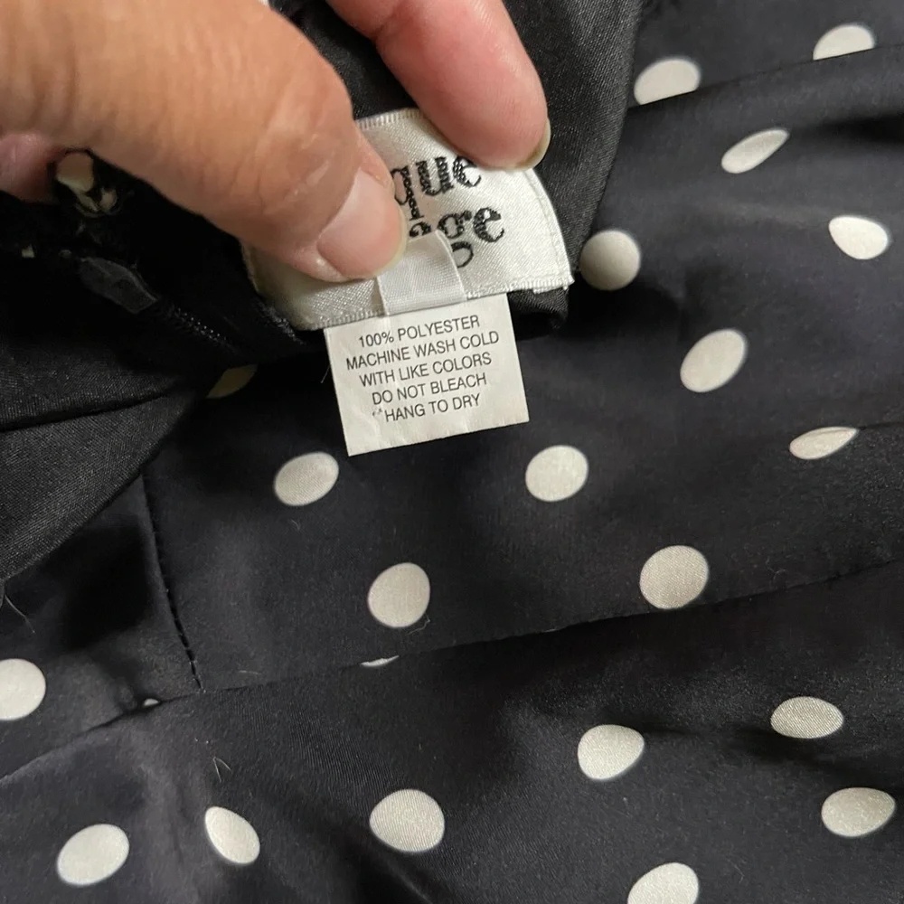 EUC Unique Vintage black with white polka dot dress size L - Picture 9 of 10